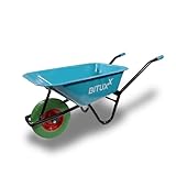 BITUXX Schubkarre 100L Schubkarren Schiebkarre Groß Scheibtruhe Bauschubkarre Blau mit PU Vollgumi Rad Grün bis 250kg