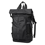 UMydeal Rolltop Rucksack, Backpack Herren Damen, 21-32L Wasserdichter Laptop Rucksack, Diebstahlsicherer Faltbarer Casual Backpack für Fahrradfahren, Freizeit und Reise (Schwarz)