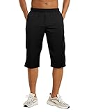 Cargohosen Herren 3/4 Fahrradhose Herren Leichte Cargo Hose Herren 3/4 Sommerhosen Herren 3/4 Hose Herren Schwarz L