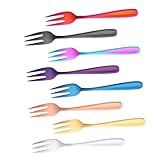 Cabilock 8 Stück Edelstahl Obstgabel Serviergabel Mini Dessertgabel Probiergabel Lebensmittelgabel Cocktailgabel Kleine Tischgabel Essensservierbesteck Zitronengabel