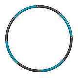 Relaxdays Hula Hoop Reifen, 90cm Ø, Fitnessreifen für Erwachsene, Abnehmen & Bauchtraining, zusammensteckbar, blau/grau