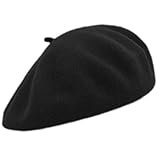 MELEGARI Baskenmütze für Damen | 100% Wolle | Margie Beret | Made in EU, Schwarz 018, One size