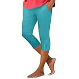 Damen-Shorts mit Taschen – Damen-Shorts, knielang, Sommer, Bauchkontrolle, knielang, hohe Taille, Leggings, leichte Yoga-Trainingshose, schmale Passform, Leggings, Übergröße, Laufshorts