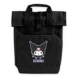 Spreadshirt Kuromi Portrait Mit Schriftzug Rolltop Rucksack mit zwei Griffen, One size, Schwarz