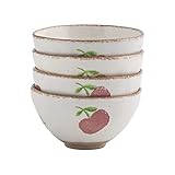 WUYIAZHI Kleine Dessertschalen 370 ml, kleine süße Schalen für Eis, Müsli, Snack, Beilagen, 11,9 cm Keramikschüssel 4 Stück, Rand und gesprenkelt, mikrowellen- und spülmaschinenfest, cremeweiß
