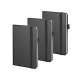 ONAVIA A6 Notizbuch liniert, Hardcover Notizbücher Klein, Notizheft 160 Seiten 6.5mm, Mini Notizblock für Arbeit, Schreiben, Schule, Reise und to do Liste, 9.6 x 14.5 cm 3 Stückpack (Schwarz)