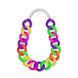 Soul-Cats Statement Choker Halskette bunt riesig oversized Panzerkette Gliederkette Vintage, Variante 1