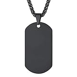 PROSTEEL Herren Halskette schwarz Edelstahl Militärische Erkennungsmarke 60cm verstellbar Weizenkette mit Dog Tag Anhänger Modeschmuck für Männer Jungen