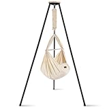 SCHMUSEWOLKE Federwiege - Set mit Tipi-Gestell Anthrazit - Hängematte für Babys und Kleinkinder ab Geburt bis 3 Jahre - Bio-Baumwolle - Mit Schafwoll-Matratze