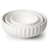 NUTRIUPS Salatschüssel aus Keramik, 2.5+1.5+0.7L, Große Servierschüssel für Salat, Obst, Nudeln, 3er-Set Schüsseln 25+20+15cm