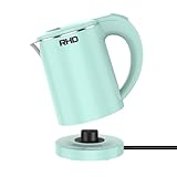 Reisewasserkocher 500ML Wasserkocher Klein, Edelstahl-Teekanne, Sockel mit Aufbewahrungsfunktion für das Netzkabel, Mini Camping Wasserkocher mit 600W für Reisen Camping Wohnwagen oder Unterwegs(Grün)