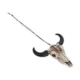 Ipetboom Retro Kuhhorn Wanddekoration aus Harz Kleines Hängendes Schädelornament mit Vintage Design Symbolischer Schutz und Segen Geeignet für Schlafzimmer Büro und Restaurant Dekoratives