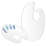 DOPENSPI 2 Stücke Klare Acryl Malpalette,2 Größen Farbmischpalette Malen Daumenloch Kunstpalette Mischpalette Antihaft Öl Ovale Artpalette für DIY Kunst Malerei