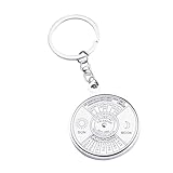 WATIIFUFU Multifunktionaler Schlüsselanhänger Kompass Ewiger Kalender Anhänger Schlüsselring Silber Robust Kreatives Schlüsselzubehör für Outdoor Taschen und Autoschlüssel