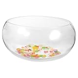 VICASKY Transparente Runde Fischschale mit Dekosteinen Klares Glas Aquarium für Schreibtisch Stilvolle Tischdekoration Leicht und Tragbar für Zuhause und Büro