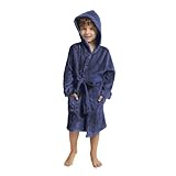 V.&GRIN Jungen-Fleece-Bademantel, weicher Fuzzy-Bademantel mit Kapuze für Kleinkinder für Kinder von 3–14 Jahren (Marineblau 7–8