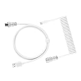 mophrati Spieltastaturkabel für Starke Zugfestigkeit und dauerhafte Verbindung ABS Datenkabel für mechanische Tastatur mit Spiralfeder, Weiß