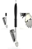 Grillbürste,Grillset,QiuBeeHome,Grillreinigungsbürste,Grill Set,Bürste mit Adapter zur profesionellen Reinigung zwischen Gitter,Edelstahl,Gasgrill,Holzkohlegrill,Kugelgrill,universal,Langer Griff