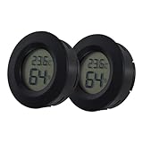 MERRYHAPY 2 Stück Digitales Thermometer Hygrometer Rund Innen Temperatur Luftfeuchtigkeitsmesser Tragbar Celsius-anzeige Wandmontierbar für Zuhause Büro Lager und Schlafzimmer