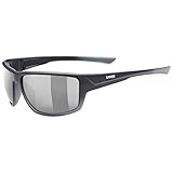 uvex sportstyle 230 - Sportbrille für Damen und Herren - verspiegelt - Filterkategorie 3 - black matt/silver - one size