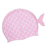 GCYEIDMA Schwimmkappe 1Pcs Schwimmen Kappe Silikon wasserdichte Schwimmen Hut Meerjungfrau Schwanz Kinder Cartoon Kinder Mädchen Freies-tauchen Surfen Schwimmen Zubehör Badekappen(Light Pink)