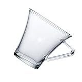 GARVALON Italienische Kaffeetasse aus Glas 120 ml mit Henkel Transparenter Trinkbecher für Kaffee Tee und Saft Leichter Wasserbecher für Unterwegs