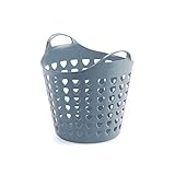 Flexibler Aufbewahrungskorb für Spielzeug, Wäsche, u.v.m. in Taubenblau mit Belüftungslöchern. 35 Liter Volumen, mit zwei großen Henkeln. Topp