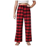 Weihnachts Pyjama Hose Kinder, Weihnachts Schlafanzughose Kinder Lang kariert Schlafhose Kinder Weihnachten Pyjamahose Winter Warm Hausanzug Hosen Weich Schlafanzug Hose Casual Kuschelig Nachtwäsche