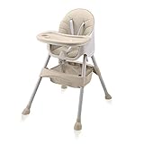 Baby Vivo Hochstuhl 2in1 Baby Kinder Babyhochstuhl Kombihochstuhl - Abnehmbares Verstellbares Tablett - mit Hängekorb - Oscar in Beige