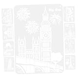 OSALADI 9Blätter Malschablonen für Kreative Wandgestaltung Wiederverwendbare Zeichenschablonen für DIY Kunstprojekte Landschafts und Stadtmotive für Teenager