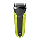 Braun Series 3 300S Elektrorasierer mit 3 flexiblen Klingen, wiederaufladbar und kabellos, Elektrorasierer mit waschbarer Folie, Schwarz/Elektro-Grün (1er Pack)