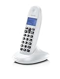 Motorola C1001CBW+ - Digitales schnurloses DECT-Telefon - Anrufsperrmodus, Anrufer-ID, Freisprechen, Telefonbuch mit 50 Nummern, Display mit Hintergrundbeleuchtung - Weiß