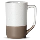 SHOWFULL 500ML große Kaffeetasse, Zweifarbkombination große keramische Teetasse mit großem Henkel mit schwarz gesprenkelt für Männer Frauen Restaurant Home Office heiße Getränke, weiß