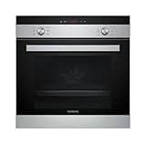 Siemens HB113FBS1, iQ100 Einbau-Backofen, 60 x 60 cm, Schwarz, Edelstahl, Schnellaufheizung, Gleichmäßig Bräunung durch 3D Heißluft, einfache Bedienung dank LED Display und versenkbarer Drehwähler