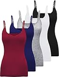 BQTQ 5 Stück Unterhemd Damen Camisole V Ausschnitt Camisoles Spaghettiträger Top mit Verstellbarer Strap für Damen，S (Klassische Farbe)