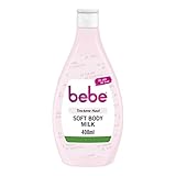 bebe Soft Body Milk (400 ml), schnell einziehende Bodylotion mit Jojobaöl & Panthenol für trockene Haut, duftet sanft, spendet 24 Stunden Feuchtigkeit
