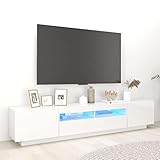 Woonisher TV-Schrank mit LED-Leuchten Hochglanz-Weiß 200x35x40 cm tv Schrank Sideboard fernsehschrank