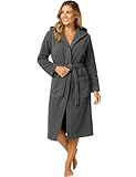 Morgenstern Bademantel Damen mit Kapuze 100% Baumwolle Frottee OEKO-TEX® Morgenmantel Marina Anthrazit Gr. M