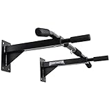 SPORTINATOR® Klimmzugstange inkl. Zubehör schwarz zur Wandmontage, Pull Up Bar fürs Homegym, für diverse Kraftsport Übungen geeignet, hochwertiger Edelstahl, Unisex, belastbar bis zu 150 Kg