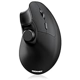 TECKNET Ergonomische Maus Kabellos, Bluetooth Maus Wiederaufladbar mit Lautstärkeregler, 3 Geräte(BT5.0+BT3.0+2.4G), 4000DPI, Vertikal Funkmaus für Laptop, Computer, iPad, Mac, Windows - Schwarz
