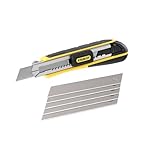 STANLEY FatMax Cuttermesser Profi Teppichmesser Stanley Messer mit Magazin (18mm Klingenbreite, 180mm Länge, Klingenführung aus rostfreiem Stahl, mit Klingenbrecher, inkl. 6 Abbrechklingen) 0-10-481