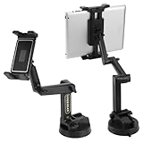 QWORK® LKW/Auto Armaturenbrett Windschutzscheibe Tablet Halterung - Extra Stabiler Saugnapf und Mehrere Verlängerungsarme -360° drehbar Tablet Halterung für Handys und Tablet bis 12,9 Zoll