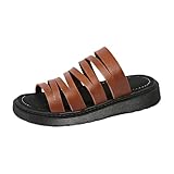 Maskjuwio Sandalen Für Damen Offene Zehen Sandaletten Slingback Pantoletten Slip-On Römersandalen Plateau Hausschuhe Damensandalen Mit Weichen Sohlen Pu-Leader Strandsandalen Große Größen Schlappen