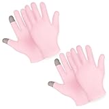 Sibba 2 Paar Feuchtigkeitsspendende Handschuhe Für Die Nacht Touchscreen Handschuhe Weiße Baumwollhandschuhe für Trockene Hände Ekzeme Hand Spa Behandlungshandschuhe Für Reparatur Raue Rissige