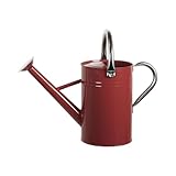 perfk​ Edelstahl-Gießkanne mit abnehmbarem Ausguss – Rostfreie Metallgießkanne für Innen & Außen, ergonomischer Griff für Pflanzen & Blumen​, 5 l, Feinsprüher, Rot