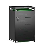SUPEER Mülltonnenbox 2er und 1er Tonne | bis 240 Liter | schwarz | verzinkter Stahl | Premium Dämpfer | wetterfest| Hydraulikstangen| Türgriff mit Schloss | Gartenbox