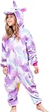 Kinder Einhorn Schlafstrampler Strampelanzug Mädchen Bequeme Pyjamas Jungen weichen Schlafanzug Geschenke Tier Dress Up Kostüm Schlafoveralls (DE/NL/SE/PL, Numerisch, 130, 140, Regular, Lila Stern)
