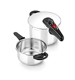 BRA Allure | Schnellkochtopf-Set 4+6 Liter, Edelstahl 18/10, mit 2 Kochprogrammen und Öffnungsverriegelungssystem, geeignet für alle Herdarten.