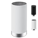 SILBERTHAL Universal Messerblock - Borsteneinsatz herausnehmbar - ohne Messer - unbestückt - Messeraufbewahrung mit Edelstahlring - Weiß