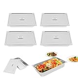 Armanyya Set mit 4 Aufschnittbox, Frischhaltedosen aus Edelstahl 32,5 x 26,5 x 10 cm, Stapelbare Edelstahl-Box, 7,5 Liter Fassungsvermögen für Fleisch, Obst und Gemüse usw (Silber)